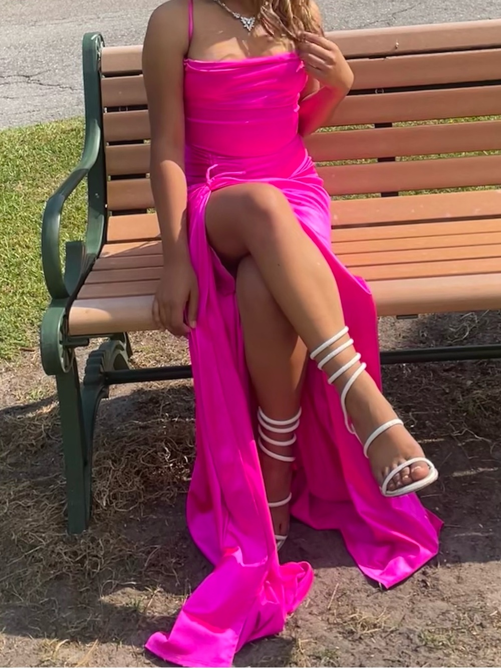Spaghetti-Strap Hot Pink Formal Dress for Girls